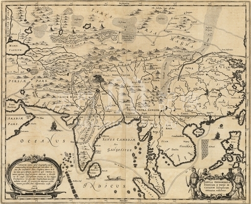 基歇爾往中國路線圖，1667年